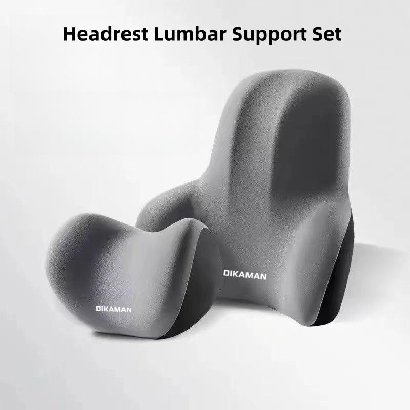 For Car Headrest Lumbar Shoulder Pillow Car Cushion Car Memory Foam Seat Lumbar Back Cushion Set Four Seasons Universal