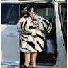 Toka Zebra Muster Großes Schalkragen Imitation Pelz Trendiger Mantel Verdickt Modisch Vielseitig Pelzig