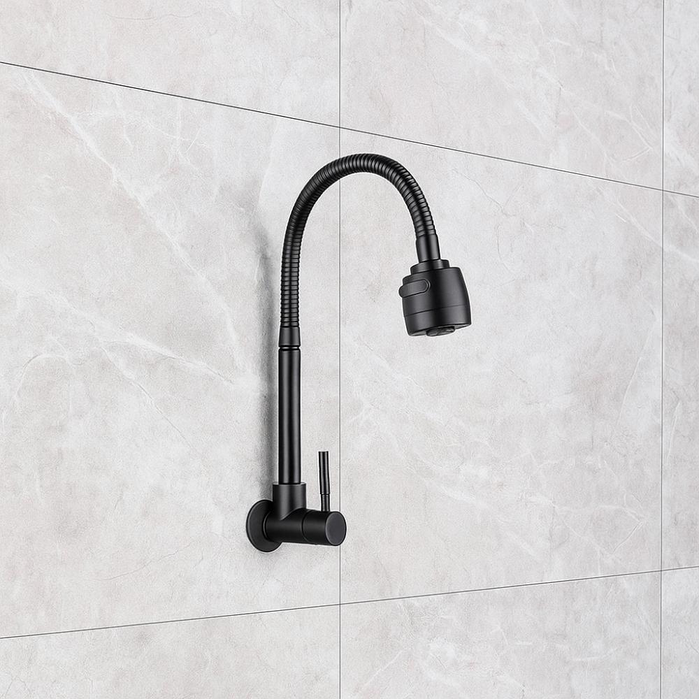 Rotatable Single Cold Water Tap Wall Mounted Water Tap Nozzle Durable Sink Faucet  Public Restroom