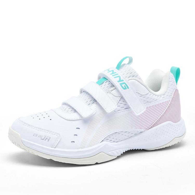 Li Ning Thunder Junior Feather Pioneer Professional Badminton Lightweight Shock Absorption Low Top Training Shoes Men sneaker Light-Pink AYTU042-3