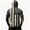 Men’s Casual Hooded Long Sleeve Sun Protection Top with Independence Day Print Lightweight Pullover for Outdoor Activities