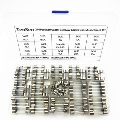 10,15 Arten 5*20 6*30 Schnellschmelzende Glasrohrsicherungen Auto Glasrohrsicherungen Sortiertes Set 5X20 mit Box fusiveis 0.2A-30A Haushaltssicherungen