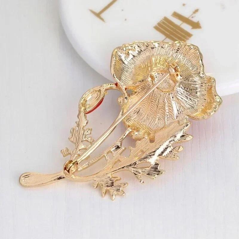Women Summer Fashion Red Flower Pearl Peony Brooches Corsage Jewelry Luxury Temperament Mother's Day Gift Fashion Accessories