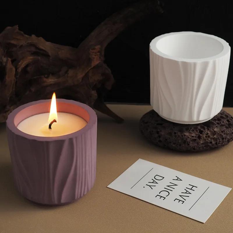 Gypsum Lined Candle Cup Silicone Mold DIY Concrete Circular Flowerpot Resin Mold