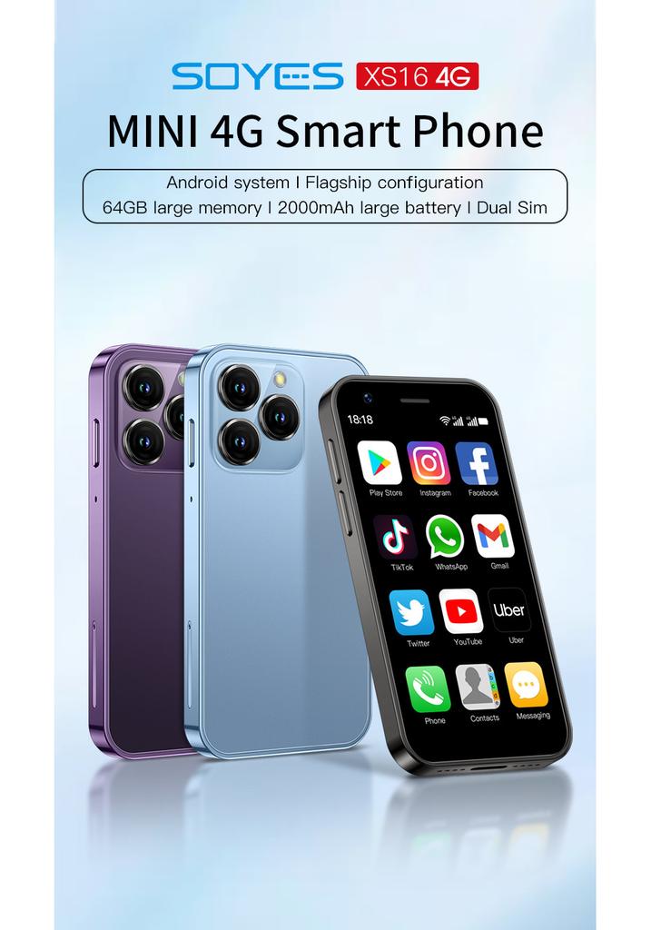 SOYES Sano XS16 Full Netcom 4G Mini-Handy Ultra-klein Tasche Quad-Core Android-Smartphone Google
