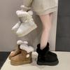 Fashion 2025 Winter Comfortable Snow Boots Fashionable New Round Toe Bowknot Design Warm Casual Walking Boots