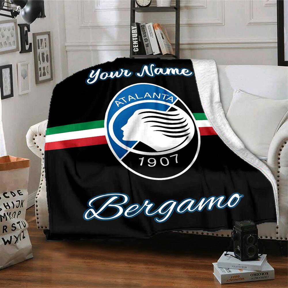1pc Atalanta Bergame Blanket with Custom Name, Gift, for Men and Women, Soft Blanket, Good for Sofa Bed Couch Travel, Lightweight Flannel Blanket