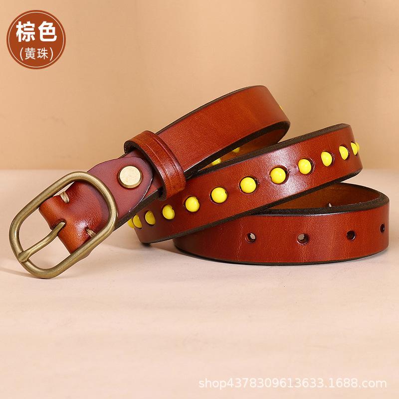 Women's Belt Women's Ins Style Fashion All-Match Trendy BF Style Retro Practical Leather Pin Buckle with Jeans Belt