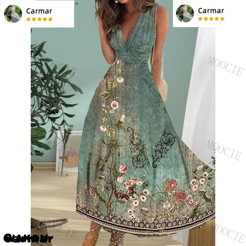 Women's Long Dress Maxi Dress Casual Dress Swing Dress A Line Dress Floral Fashion Streetwear Outdoor Daily Date Print Sleeveless V Neck Dress