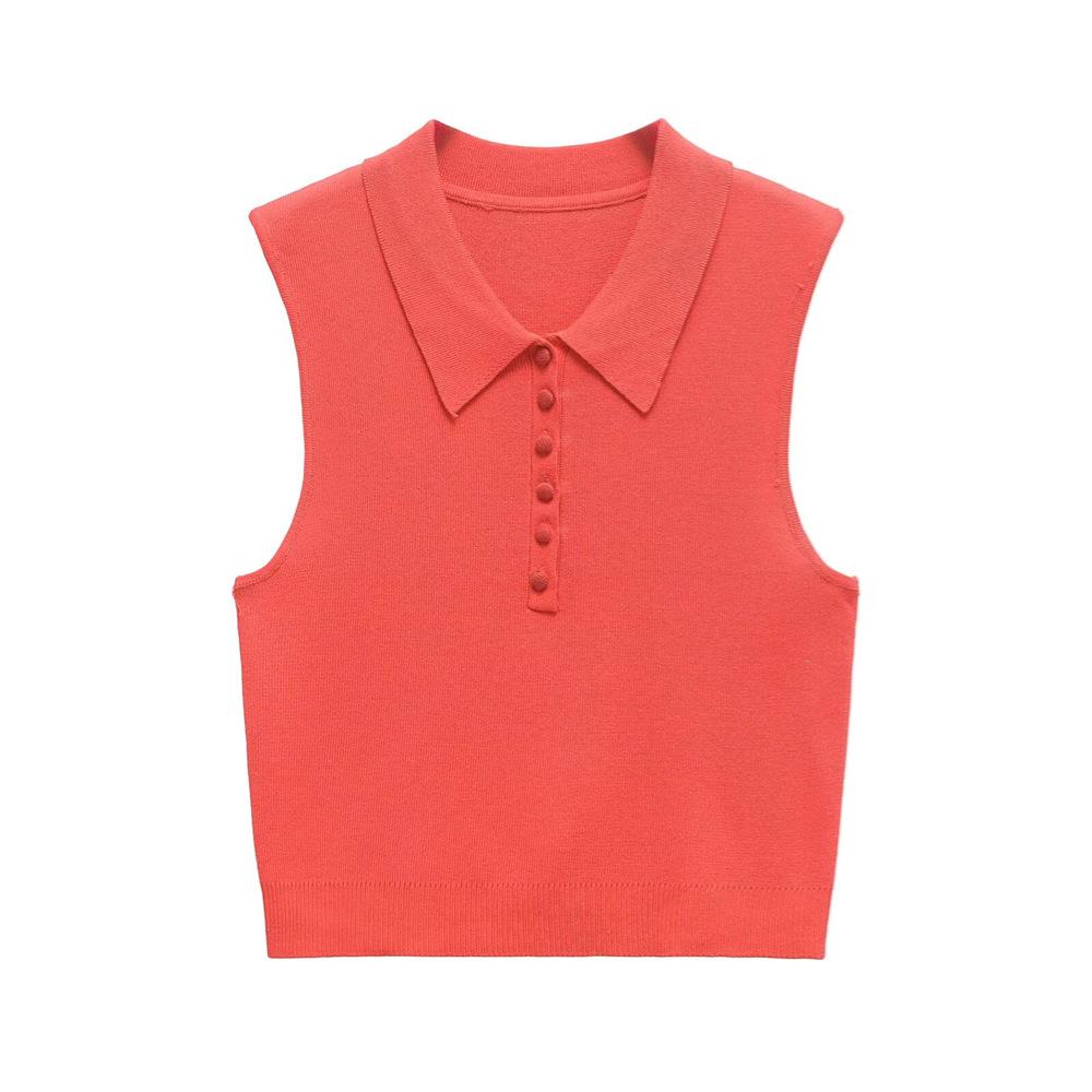 

2025 Spring/Summer Women s Sleeveless Round Neck Knitted Vest Top S