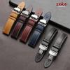 Vintage Oil Wax Leather Watch Strap 18mm 20mm 22mm Universal Head Layer Cowhide Watchband Accessories Butterfly Buckle Bracelet