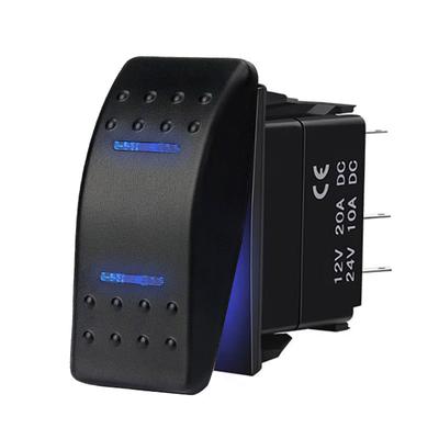 12V/20A 24V/10A Vodotěsný kolébkový přepínač pro lodě, 7pinový SPST, přepínač ON-OFF-ON, dvojité LED světlo pro auto, nákladní automobil, obytný vůz, lodní a nákladní automobil