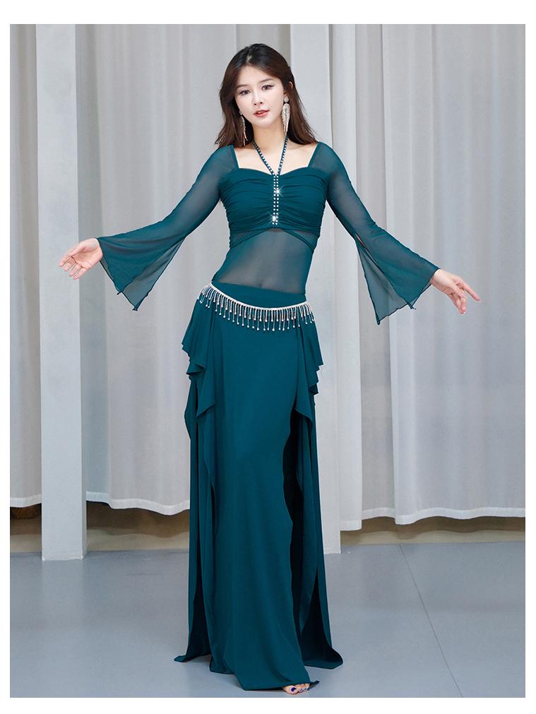 Huayu Women's Oriental Belly Dance Costume with Belly-Covering Suit for Autumn/Winter 2025