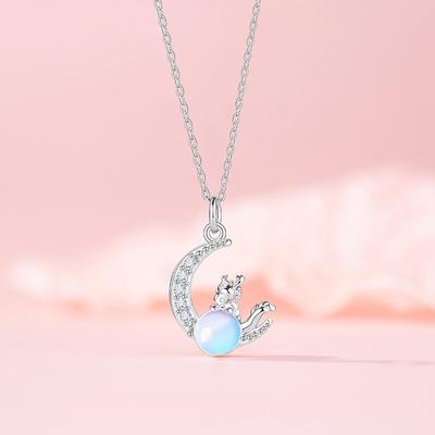 Original Moon Dragon Necklace Women's Niche Design Sense Dragon Year Jewelry Guofeng New Year's Day Birthday Stainless Steel Clavicle Chain