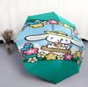 Portable travel umbrella with cute Sanrio character designs, UV-protective folding umbrella.