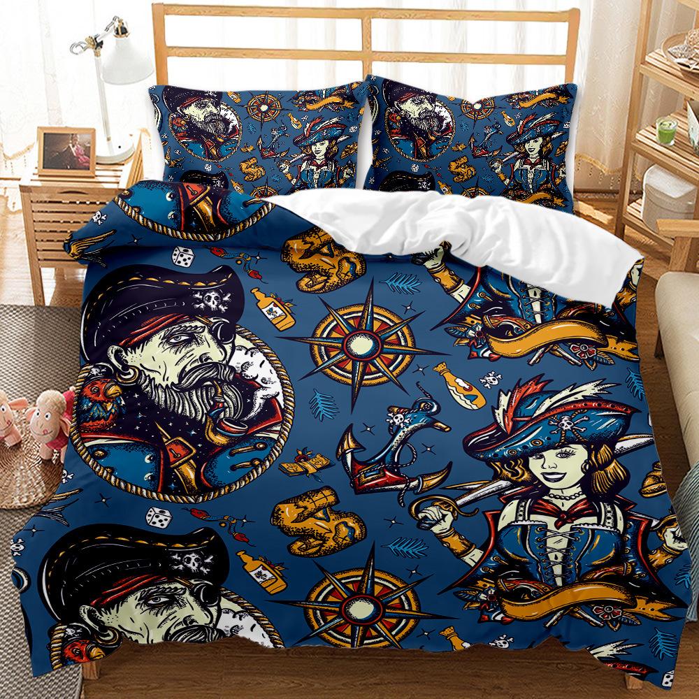 D digital printing urban design quilt cover bed grinding three-piece set