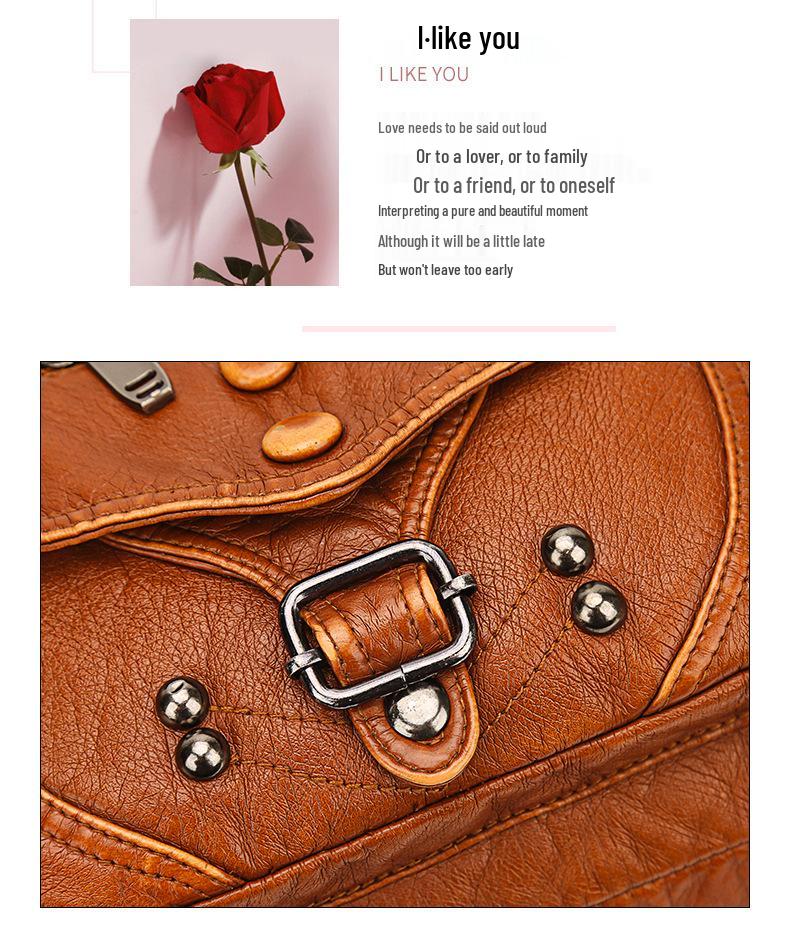 Women's Retro Soft Leather Shoulder Bag - Small Square Crossbody for Middle-aged and Elderly