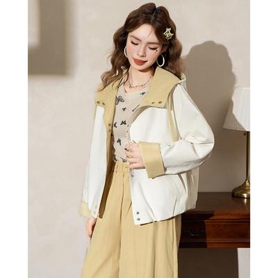 ET BOITE Women's Color-Block Hooded Drawstring Jacket