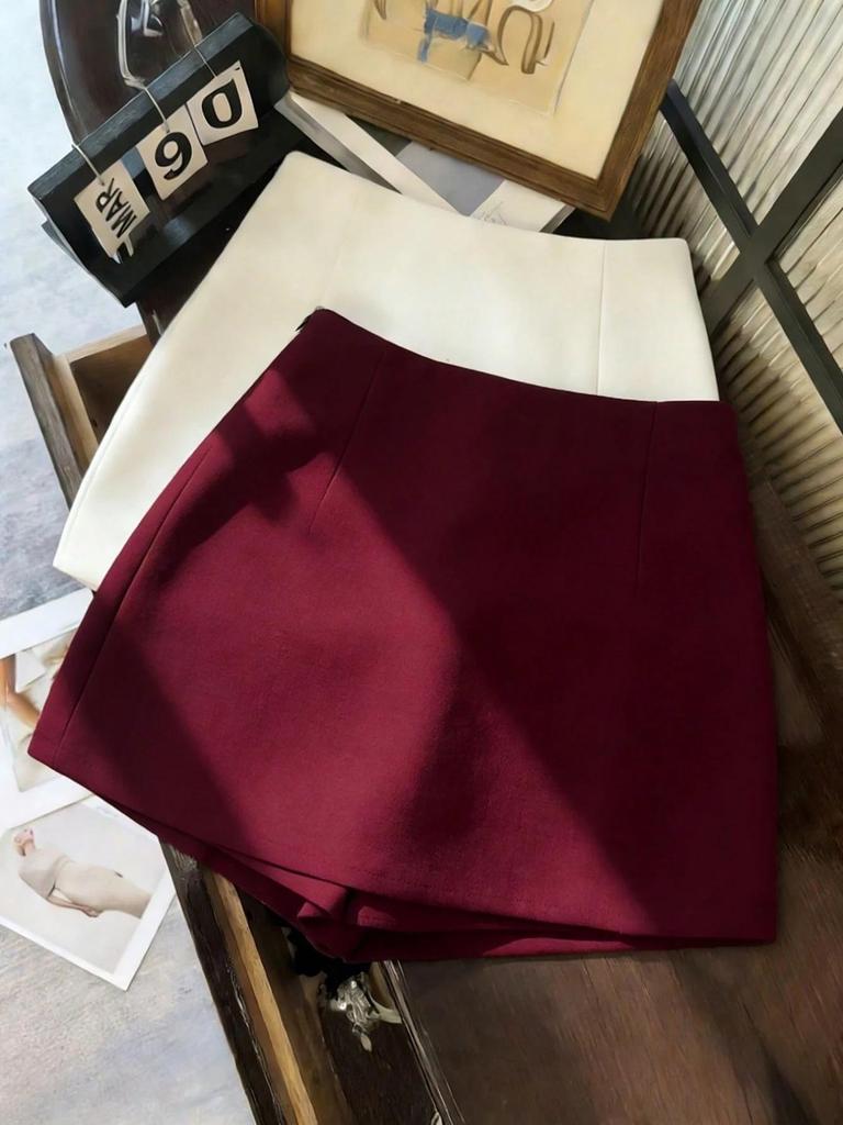 Korean Style High-Waisted A-Line Slimming Skirt with Anti-Exposure for Women