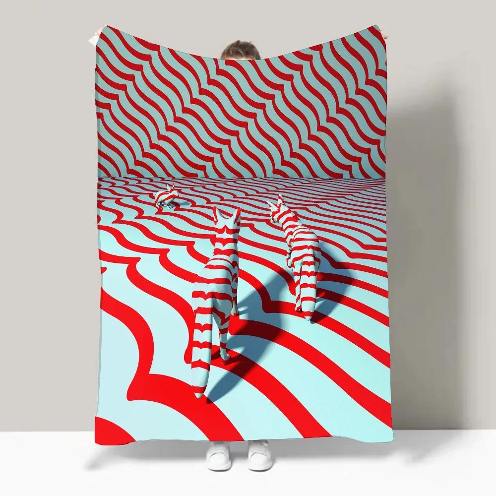 D Colorful Zebra Stripe Throw Blanket Lightweight Design For Dorms Living Room Office Sofa Allseason Use
