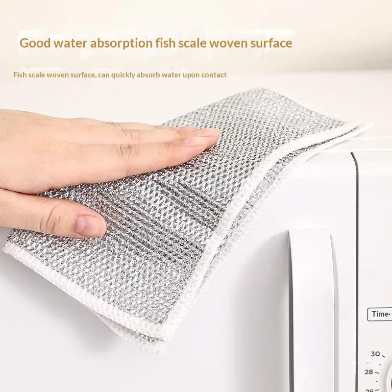 10Pcs Reusable Metal Wire Scouring Pads Non-Oily Mesh Cleaning Cloths for Kitchen Stove Pots Cookware Dish Washing