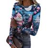 Women's  Slim Bottom T-shirt Fashion Casual Gradient Printing Round Neck Pullover Long Sleeve Top