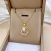 Empty Shell Pearl Full Diamond Light Luxury Temperament Gorgeous Full Diamond Necklace Women'S Versatile Clavicle Chain Titanium Steel
