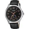 Standard Moon Phase Analog Watch MTP-M110L-1AV Round Face Black Leather Band