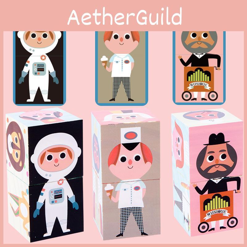 Wooden Kids Educational Building Blocks With Creative Six Sided Puzzle For Logical Thinking Development