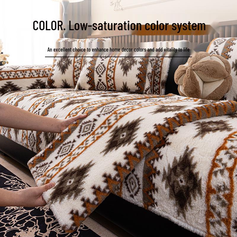 Bohemian Plush Sofa Cushion - Non-Slip, Winter-Ready, Thickened Cover 2025