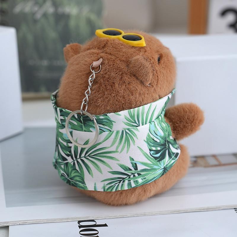 Capybara Summer Wear Plush Keychain Bag Pendant Cartoon Decoration Gift Kids