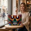 Colorful Skull Tote Bag Fashion Travel Shoulder Handbag for Daily Use