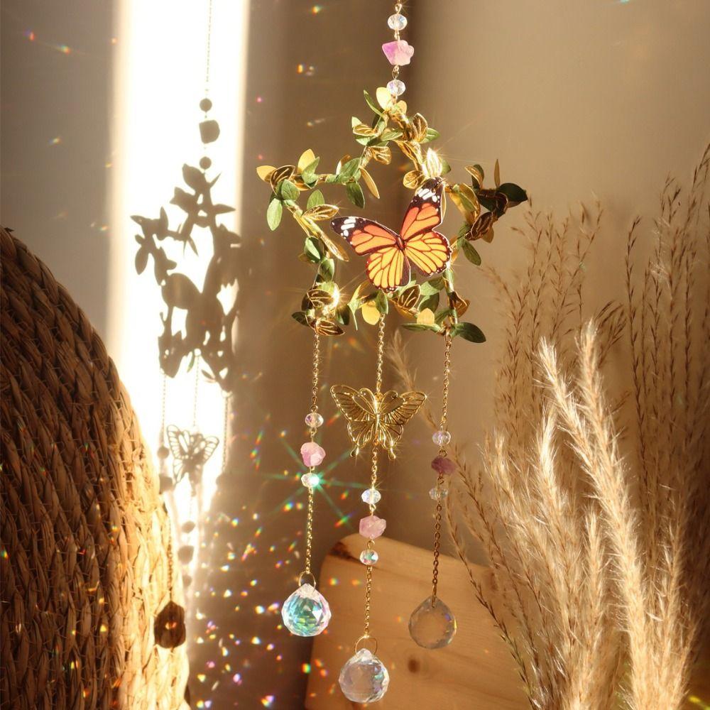 Domů Hranoly Hvězda Měsíc Motýl Duha Výrobník Závěsná ozdoba Krystaly Zvonkohra Lapač slunce