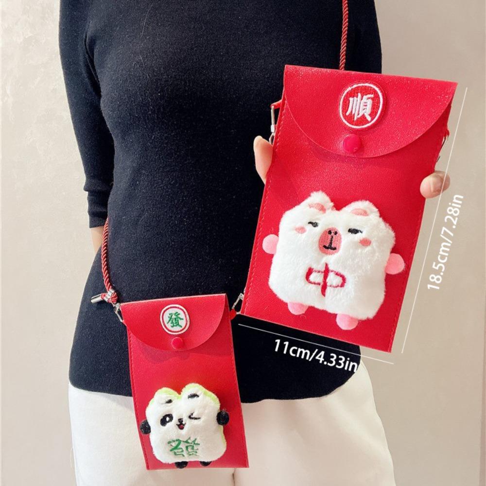 Red Dragon Plush Mahjong Lucky Money Packet Capybara New Year Money Envelope  Party Gifts