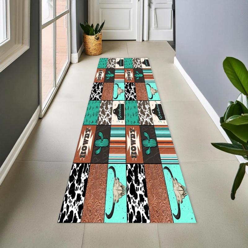 Long Vintage Tribal Geometric Runner Area Rug Carpet, Non Slip Floor Mat Washable Kitchen Floor Mat, Durable Runner Rug