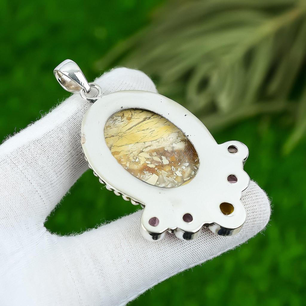 Wedding Gift For Her 925 Silver Natural Brecciated Mookaite Gemstone Pendant