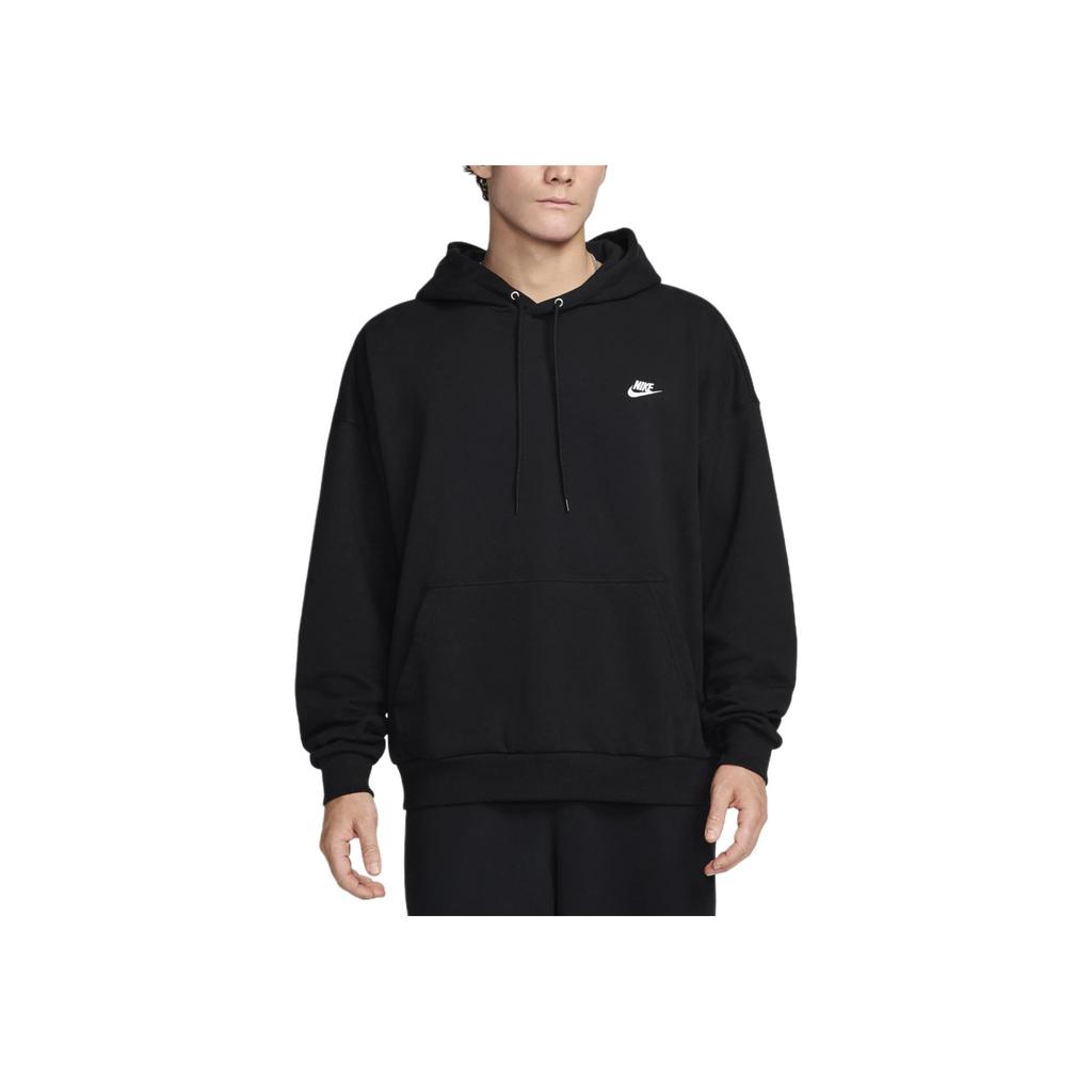 Nike Klubová mikina s kapucí, jednobarevná, s logem, pulovr s dlouhým rukávem, pánská mikina, černá HJ1817-010