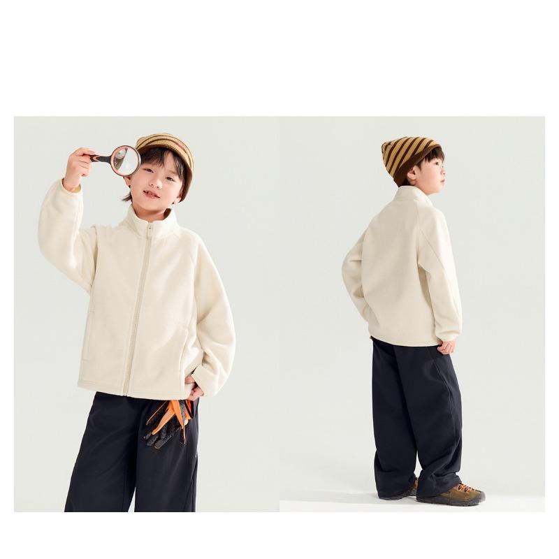 Boy S Fleece Jacket Stand Collar Long Sleeve Casual Autumn School Outerwear