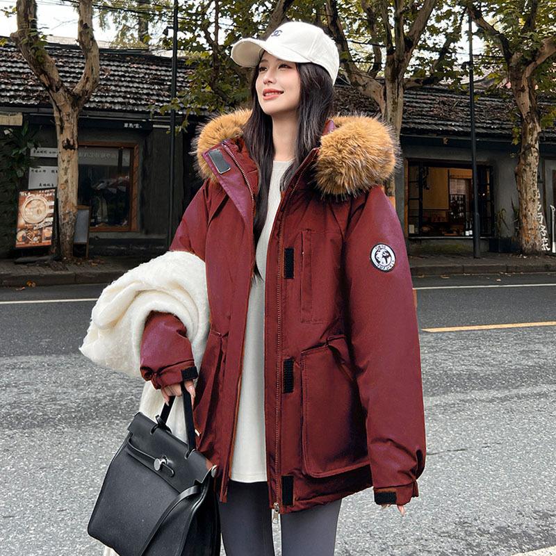 Damen Verdickte Daunenjacke mit Pelzkragen Winter Warmer Mantel