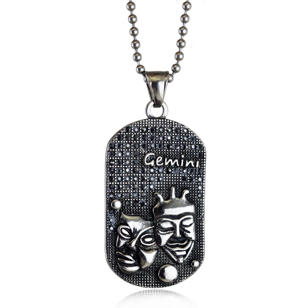 Hip Hop Mode Anhänger Punk Zwölf Sternzeichen Titanstahl Anhänger Halskette Trendy Retro Persönlichkeit Anhänger