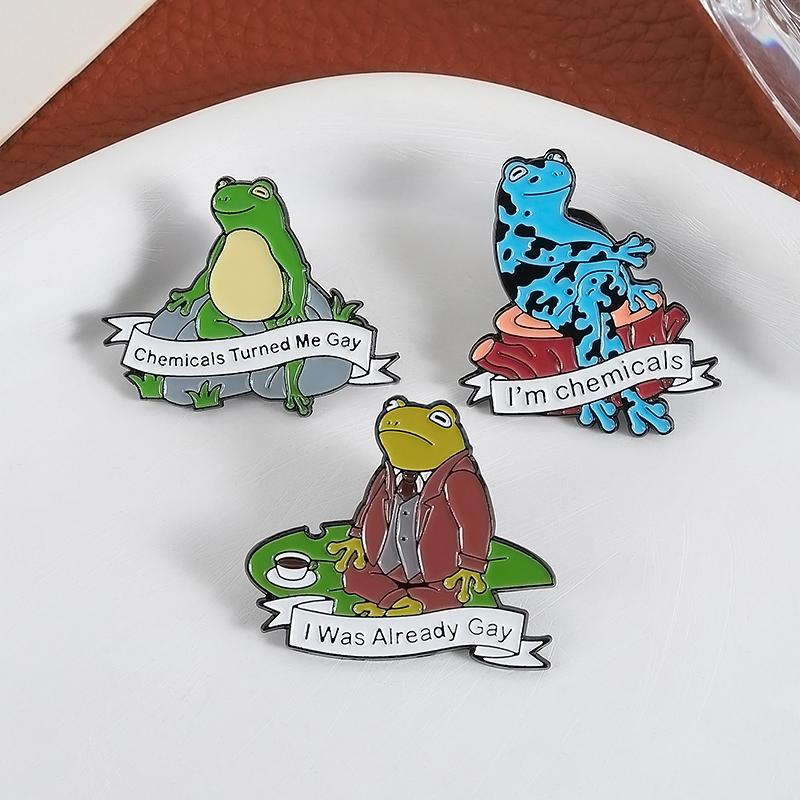 Frog LGBT Enamel Pins Custom Chemicals Turned Me Gay Brooches Lapel Badges Clothes Animal Jewelry Gift for Friends