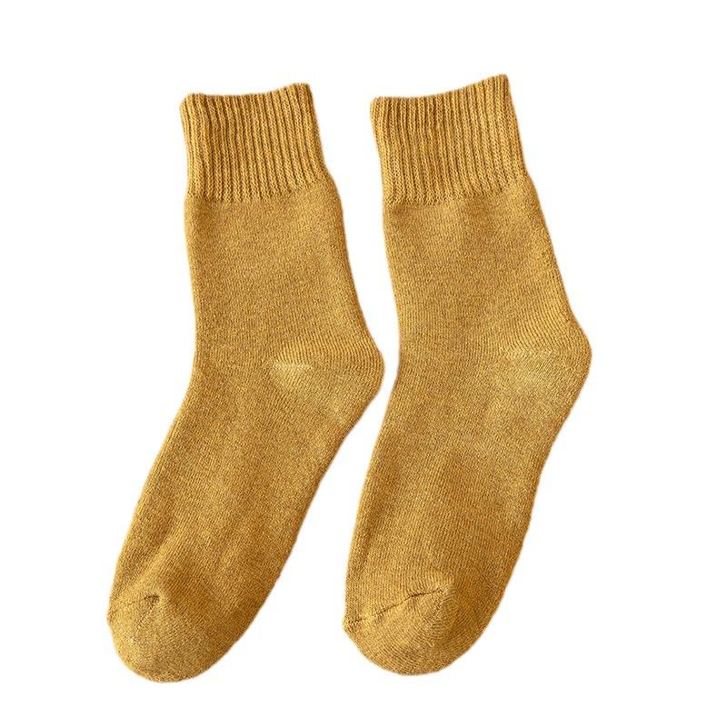 Terry Plus Velvet Women's Thick Mid-Calf Towel Socks - Warm Autumn/Winter Knee-Highs for Teens