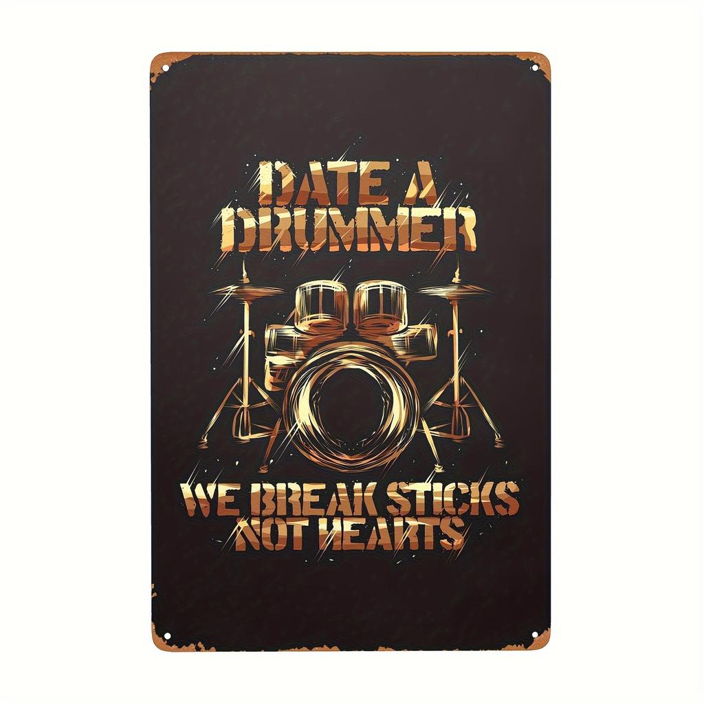 Vintage Schlagzeuger Anhänger Metall Blechposter Schlagzeug Metall Blechschild Poster Platte für Schlagzeuger Café Garage Fitnessstudio oder Boxclub Dekor