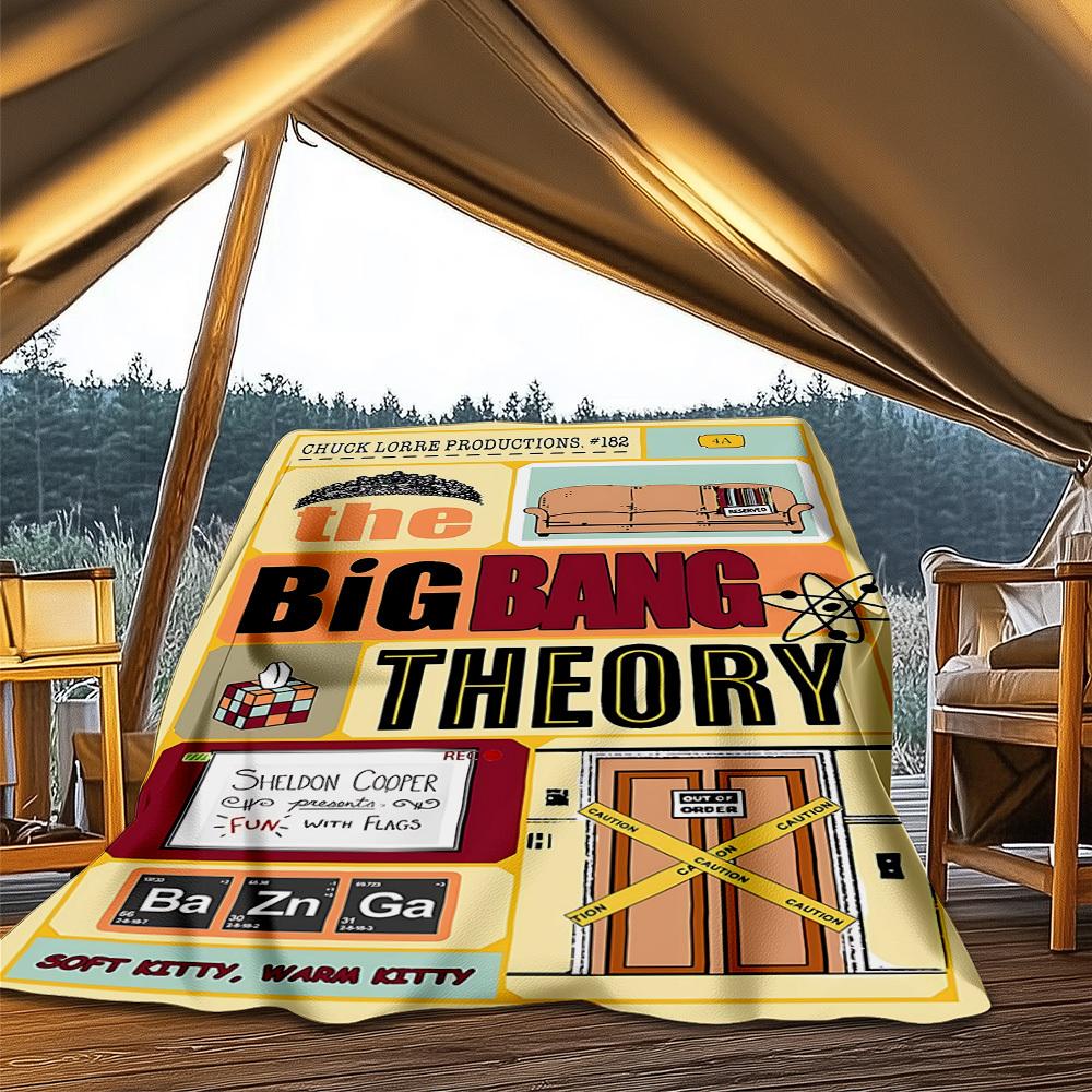 1 Stück The Big Bang Theory Outdoor Flanelldecke, Leicht Warm Gemütlich für Reisen Camping Büro Weiches Polyestergewebe