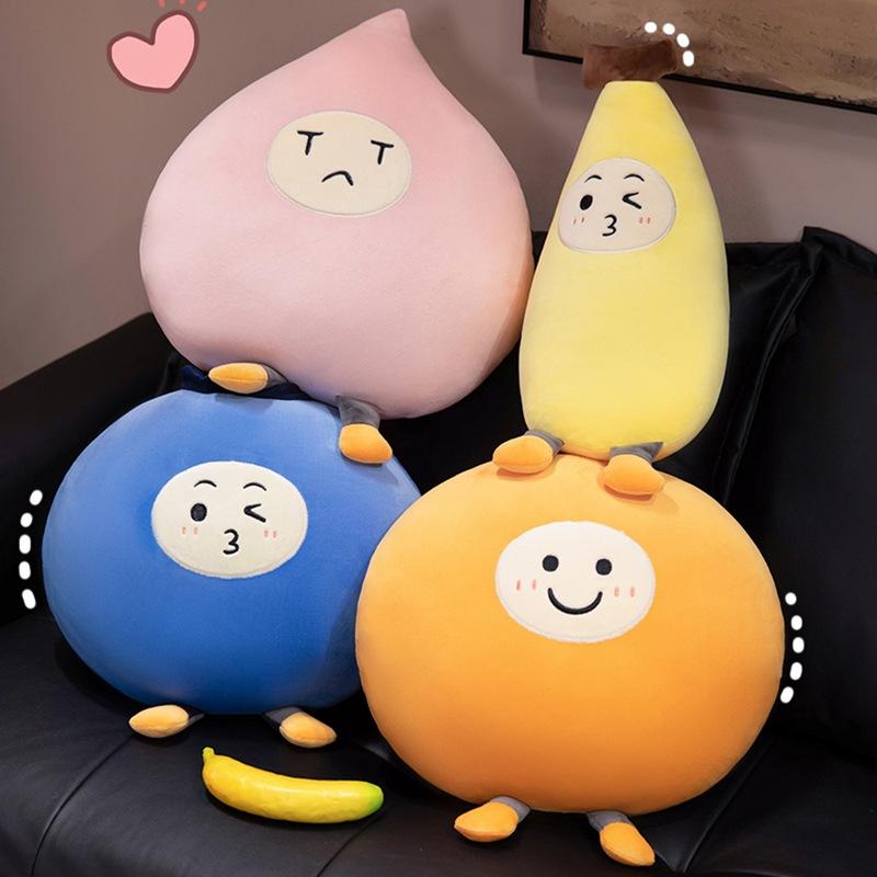 Creative Cute Expression Fruit Banana Throw Pillow Plush Toy Doll Orange Doll Small Pendant Children'S Doll