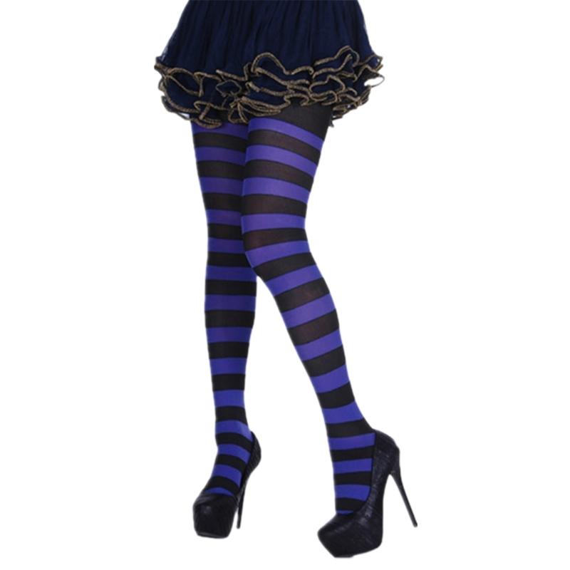 Damen Mehrfarbige Gestreifte Strumpfhosen Ganzkörper Mit Fuß Hohe Taille Leggings Elastische Lange Strümpfe Strumpfhosen für Karneval