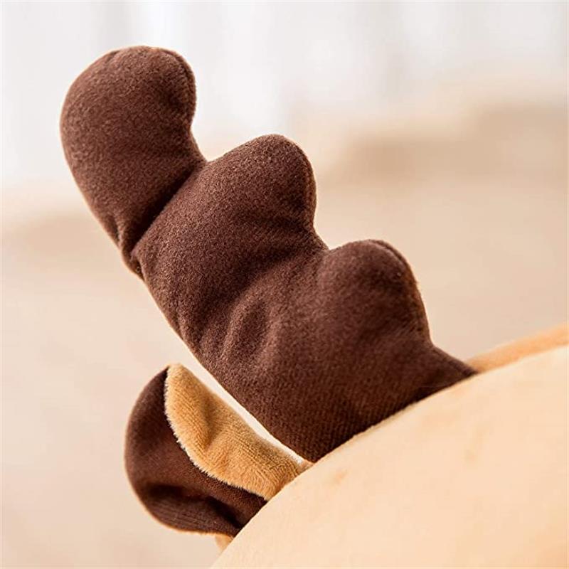 Pet Cat Bed House Cute Elk-shaped Kennel Nest Winter Warm Puppy Kitten Bed Cushion Comfortable Cat House Cave Christmas Pets Pad