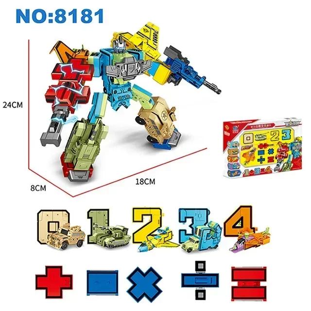 10PCS Transformation Number Robot Plaything Assembling Blocks Deformation Pocket Morphers Educational Action Figure Plaything for Children