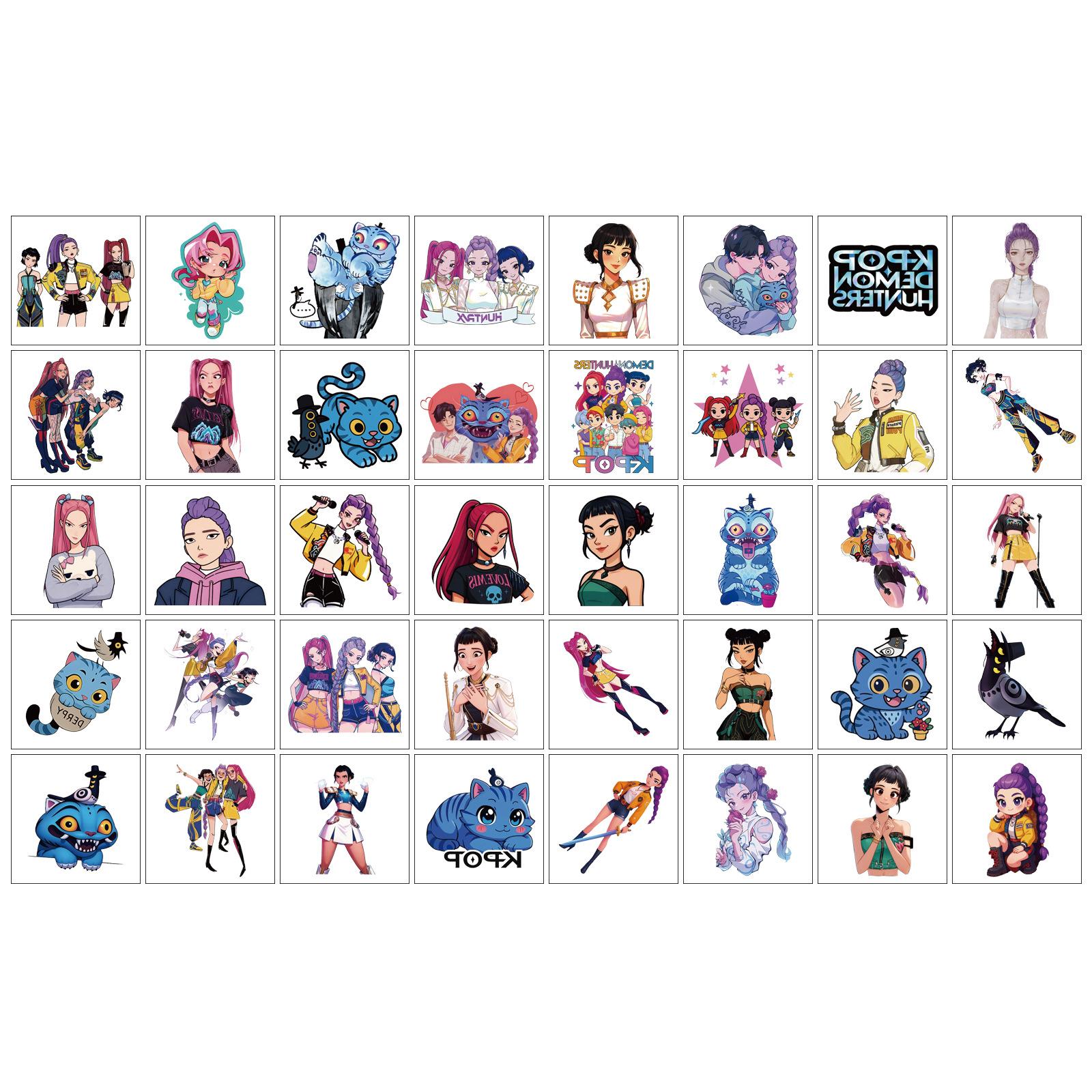 40pcs KPOP Witch Hunt Anime Cartoon Temporary Tattoo Stickers Set Creative Kids Gift Merchandise Collection for Fans