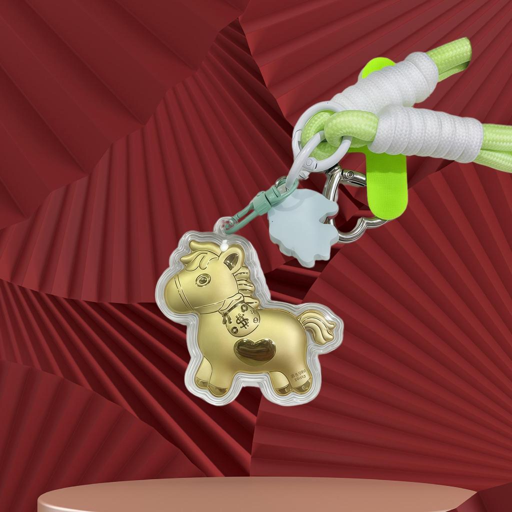 999 Reines Gold Pferde-Schlüsselanhänger-Anhänger: Sofortiger Reichtums-Glücksbringer für Telefon, Tasche oder Auto